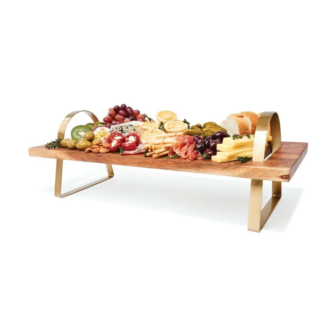 Kmart Home & Garden Wooden Rectangle Grazing Cheese Platter Serving Stand Tray Gold Coloured Handle 1 Kmart Home & Garden Wooden Rectangle Grazing Cheese Platter Serving Stand Tray Gold Coloured Handle