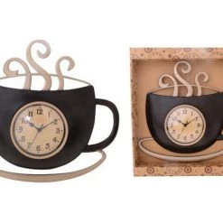 Aussie Imports Home & Garden Black Coffee Cup & Saucer Steam Wall Clock Kitchen Decoration