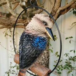 MALMAR 25cm Realistic Kookaburra Bird In Hanging Ring Australian Native Garden Ornament Home & Garden