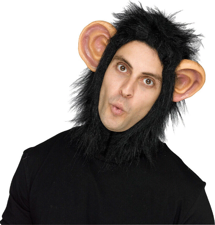 Sweidas Man Or Beast Chimp Hood With PVC Ears Adults Costume Mask Halloween Costume Accessories 1 Sweidas Man Or Beast Chimp Hood With PVC Ears Adults Costume Mask Halloween Costume Accessories