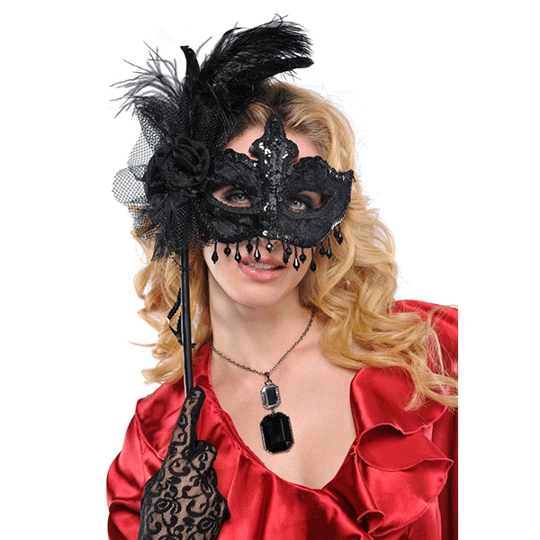 Balloon Agencies Black Magic Feather & Bead With Stick Ladies Masquerade Mask Costume Accessories 1 Balloon Agencies Black Magic Feather & Bead With Stick Ladies Masquerade Mask Costume Accessories