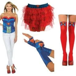 Rubie's Costumes Superhero Supergirl Corset Tutu Skirt Gauntlets Thigh Highs Ladies Costume