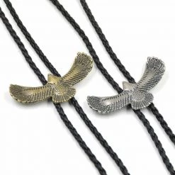 AliExpress Eagle Leather Bolo Tie Necktie Rodeo Western Cowboy Necklace Bronze Or Silver Costume Accessories