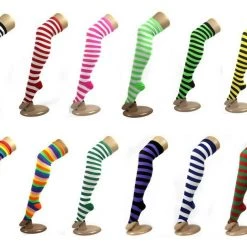 JD Party Over The Knee High Socks Striped Ladies Girls Women Cheerleader Pair Stripe Costume Accessories