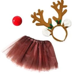 JD Party Christmas Costumes/Decorations Christmas Rudolph The Red Nose Reindeer Ladies Kids Costume Set