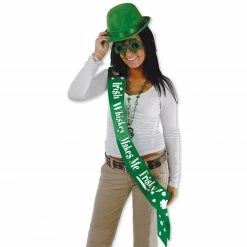 Balloon Agencies Irish Whiskey Makes Me Frisky Satin Sash St. Patrick's Day Costume Accessories
