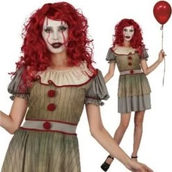 Sweidas Pennywise IT Vintage Clown Halloween Ladies Costume Halloween Costumes