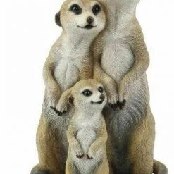 MAL 35cm Standing Meerkat Family Ornament Home Decor Home & Garden