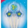 Balloon Agencies Party Supplies 1st Birthday Boy Balloon & Stars Birthday Candles Pack Of 3 Blue Pick Candles
