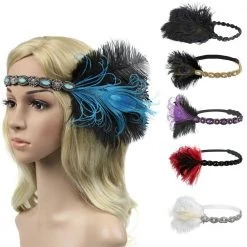 AliExpress 1920s Great Gatsby Feather 20s Flapper Headband Ladies Hair Accessories