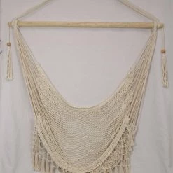 MALMAR 130cm Hanging Macrame Chair In White Boho Themed Home & Garden