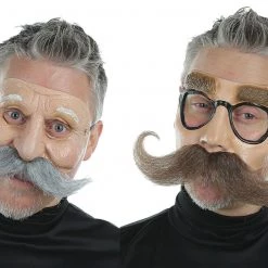 Crazy Crazy & More Crazy Deals Gramps Old Man Or Hipster ¼ Face Masks With Glasses & Handlebar Fake Moustache Costume Accessories