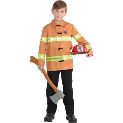 Balloon Agencies Firefighter Jacket Red Hat And Plastic Axe Boys Costume