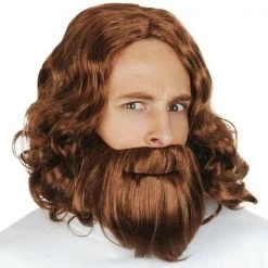 Tomfoolery Wigs Jesus Brown Wig And Beard Religious Christmas Costume Accessory