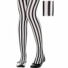 Balloon Agencies Black & White Vertical Striped Girls Tights
