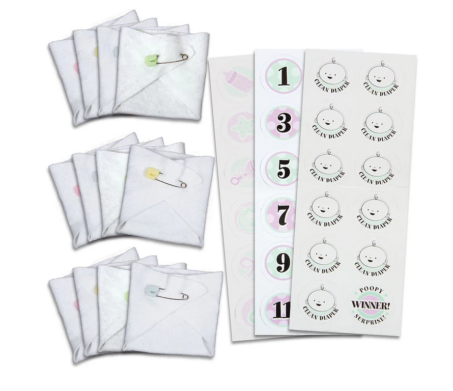 Balloon Agencies BABY SHOWER GAME 12 Diaper Nappy Pins 36 Stickers Fun Activity 2 - 12 Players Party Supplies 1 Balloon Agencies BABY SHOWER GAME 12 Diaper Nappy Pins 36 Stickers Fun Activity 2 - 12 Players Party Supplies