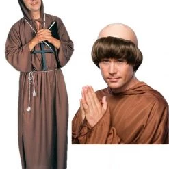 Rubie's Monk Friar Brown Robe And Bald Head Wig Mens Costume Costumes