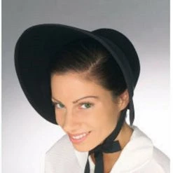 Tomfoolery Colonial Black Feltex Bonnet Hat Ladies Costume Accessory Costume Accessories