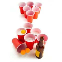 MDI Australia Home & Garden Beer Pong Drinking Game Set Fun Family Party Game Activity 24 Red Cups & Balls