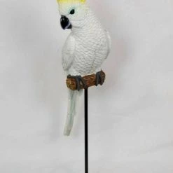 MALMAR 39cm White Cockatoo Bird On Stand - Australian Tropical Parrot Ornament Figurine