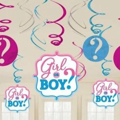 Balloon Agencies Girl Or Boy Gender Reveal Swirl Decorations 12Pk Party Supplies