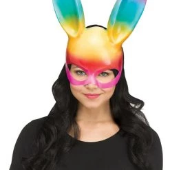 Morris Easter Bunny Ears Rabbit Face Mask Rainbow Black Glittery Costume Accessory Costume Accessories