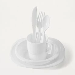 Kmart 4 Person Picnic Basket Set 25Pcs In Rattan Basket Suitcase Home & Garden