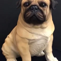 MALMAR Home & Garden Large 36cm Sitting Pug Dog Home Decor Garden Ornament Animal Statue Sculpture