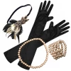 Sweidas Deluxe Rose Gold Gatsby Flapper 20s Headband Pearls And Gloves Costume Set Costume Accessories