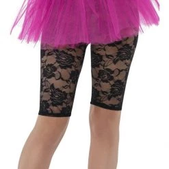 Smiffys Costume Accessories Disco Madonna Pop Icon Rock 80s Lace Black Bike Shorts Leggings Costume Accessory