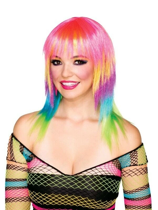 Rubie's Club Candy 80s Neon Rainbow Ladies Wig 2 Rubie's Club Candy 80s Neon Rainbow Ladies Wig