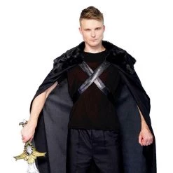 Unbranded Halloween Costumes Deluxe Black Faux Fur Cape Halloween Mens Costume