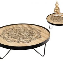 MAL New 1pce 35cm Wooden Mandala Table Stand Industrial Boho Design Home Decor