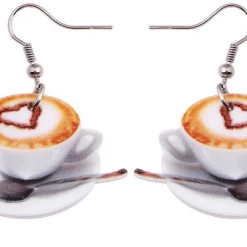 AliExpress Cappuccino Coffee Cup Barista Earrings For Pierced Ears Creative Jewellery