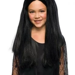 Rubie's Addams Family Morticia Deluxe Halloween Long Black Girls Ladies Wig