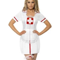 Smiffys Sexy Nurse Costume Kit Include Hat Garter And Mesh Apron