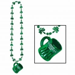 Balloon Agencies St Patrick's Day Green Beads Shamrock Irish Chain Necklace Bracelet Costume Accessories