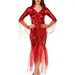 Rubie's Long Shiny Red Diabla Sexy Devil Bride Size STD Halloween Ladies Costume