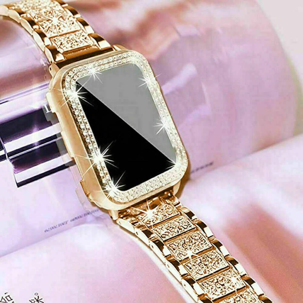 Elegancensplendour Rhinestone Apple Watch Band Bracelet & Diamante Glass Screen Protector 6 Elegancensplendour Rhinestone Apple Watch Band Bracelet & Diamante Glass Screen Protector