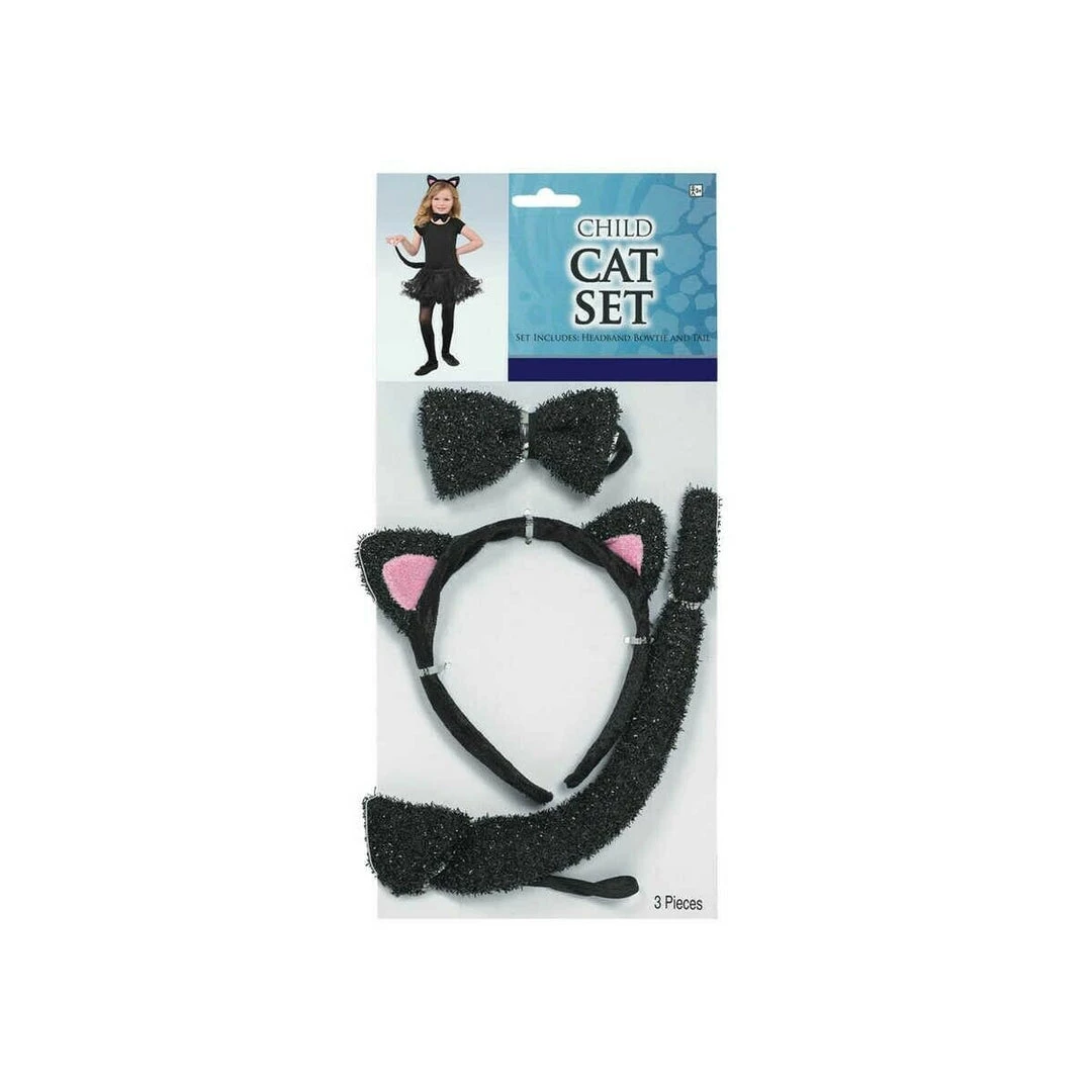 Balloon Agencies Costume Accessories Black Cat Ears Tail And Bow Tie Kids Costume Set 1 Balloon Agencies Costume Accessories Black Cat Ears Tail And Bow Tie Kids Costume Set