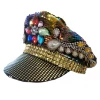 Sweidas Captain Festival Burning Man Festival Hat Rainbow And Gold Rhinestones & Gems Costume Accessories