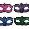 Tomfoolery Burlesque Glitter Masquerade Mask With Black Braiding & Ribbons