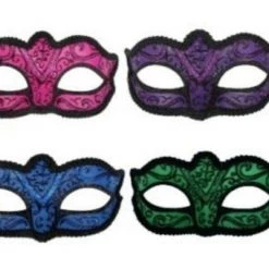 Tomfoolery Burlesque Glitter Masquerade Mask With Black Braiding & Ribbons
