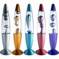 MDI Home & Garden 41cm Tall Metallic Lava Motion Magma Lamp Retro Blue Purple Pink Silver Gold