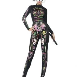 Smiffy's Day Of The Dead Sugar Skull Cat Ladies Halloween Costume