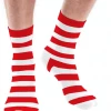 Unbranded Mens Womens Wheres Wally Crew Socks Red & White Stripe