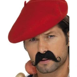 Smiffys Black Red French Beret Bastille Day Mime France Hat French Costume Kit