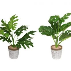 MALMAR Home & Garden Artificial Fern Plant In White Filigree Pot, 43cm Fake Foliage Home Garden Decor