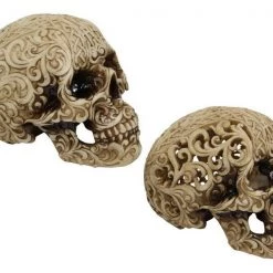 MALMAR Home & Garden Skull Head Skeleton Carved Halloween Statue Figurine Ornament Sculpture 14cm