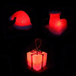 JD Party 6pc Christmas Tree Light Up Decoration Kit Santa Hat Boot Gift Ornament Christmas Decorations